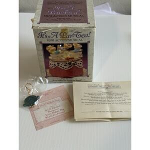 Vintage 1993 ENESCO "Tea For Two" Its A Par-Tea! Mini Action Musical W/ Box WORK